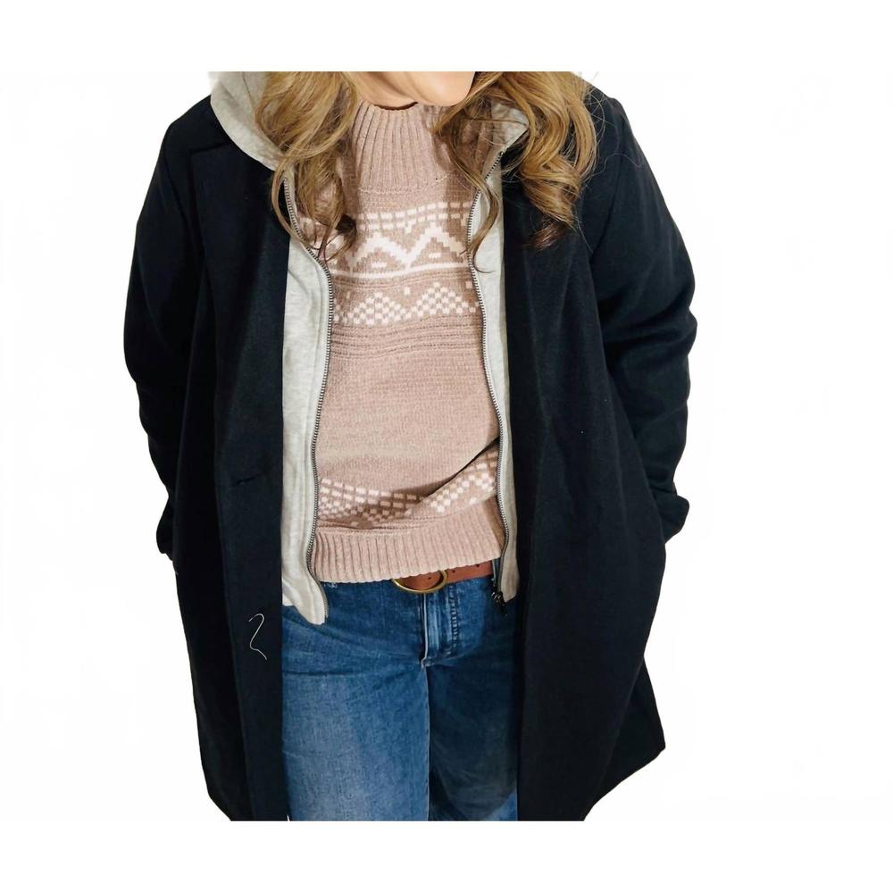 NEW HEM & THREAD zipper button down coat in black